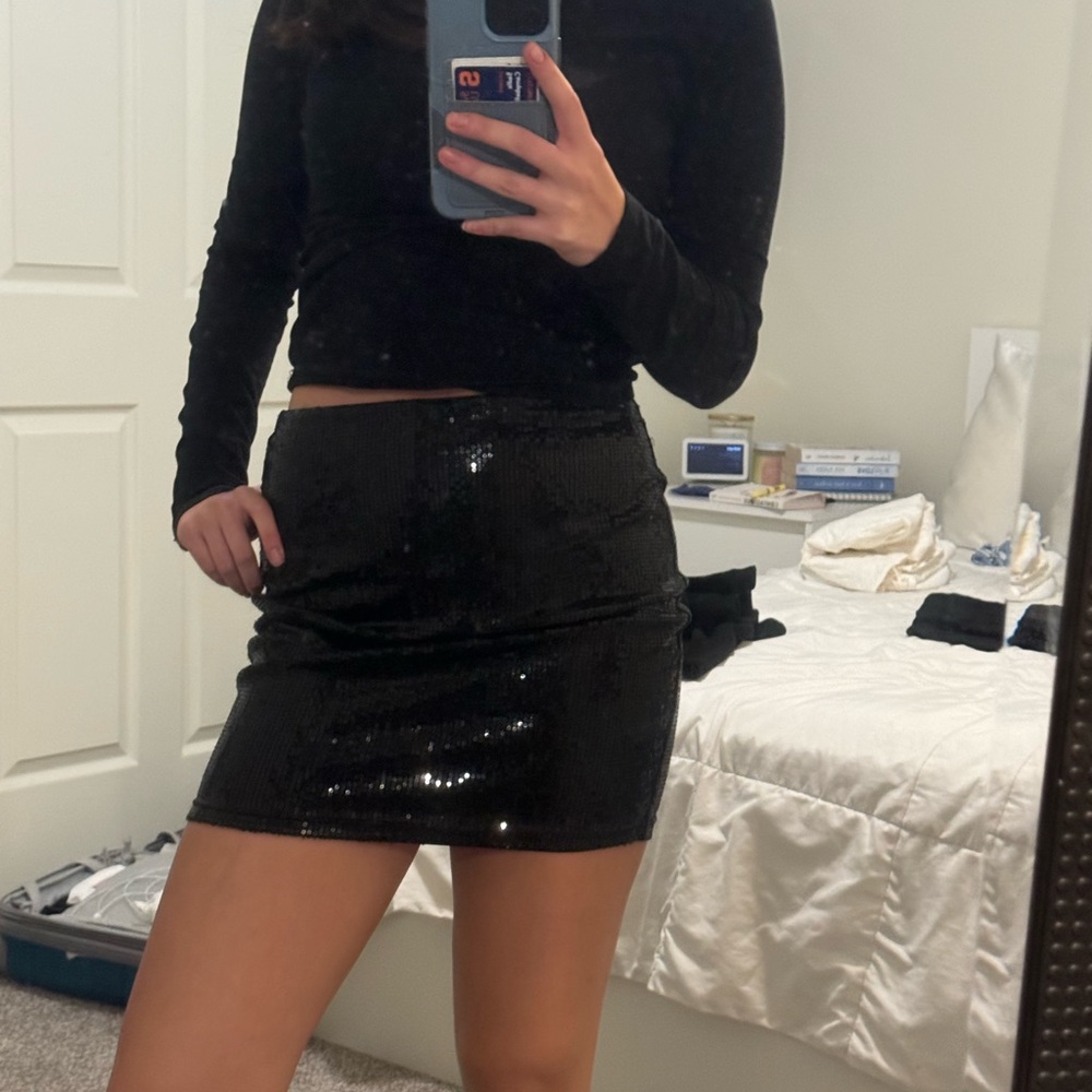 small Garage high waisted glitter mini skirt